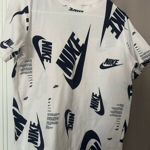 Nike Kids White Tee with Black Logo Print